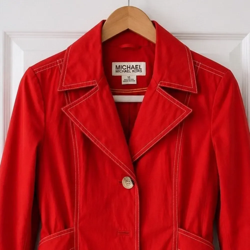 Vintage Michael Michael Kors Red Trench Coat Jacket